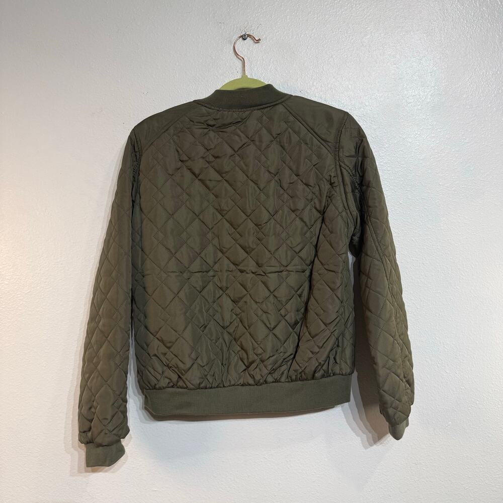 Ashley Olive Green Quilted Bomber Jacket Plaid Lined Sz M - Picture 8 of 9